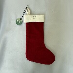 West Elm Velvet Christmas Stocking "D"  Monogram Personalized 14" Small NWT
